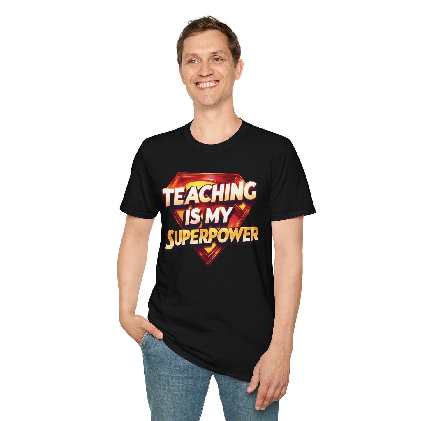 Prominent Educator Men Teaching is my Superpower - Teacher Tribute Tee