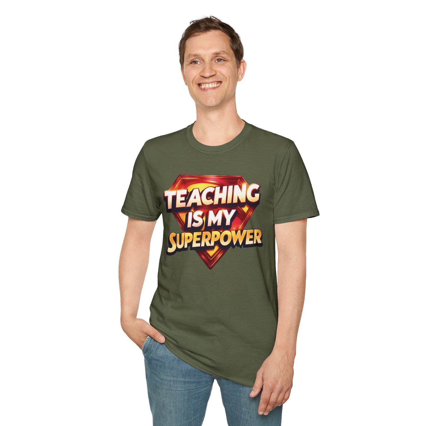 Prominent Educator Men Teaching is my Superpower - Teacher Tribute Tee