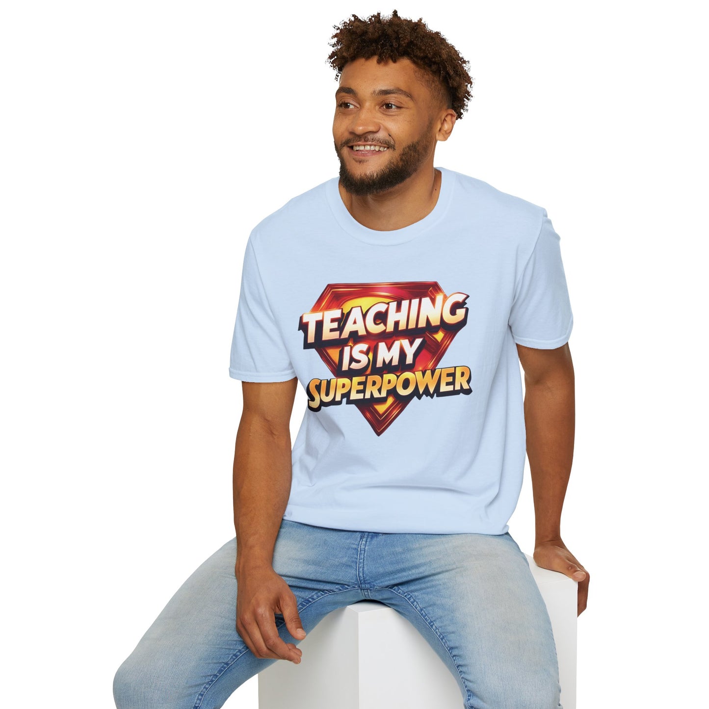 Prominent Educator Men Teaching is my Superpower - Teacher Tribute Tee
