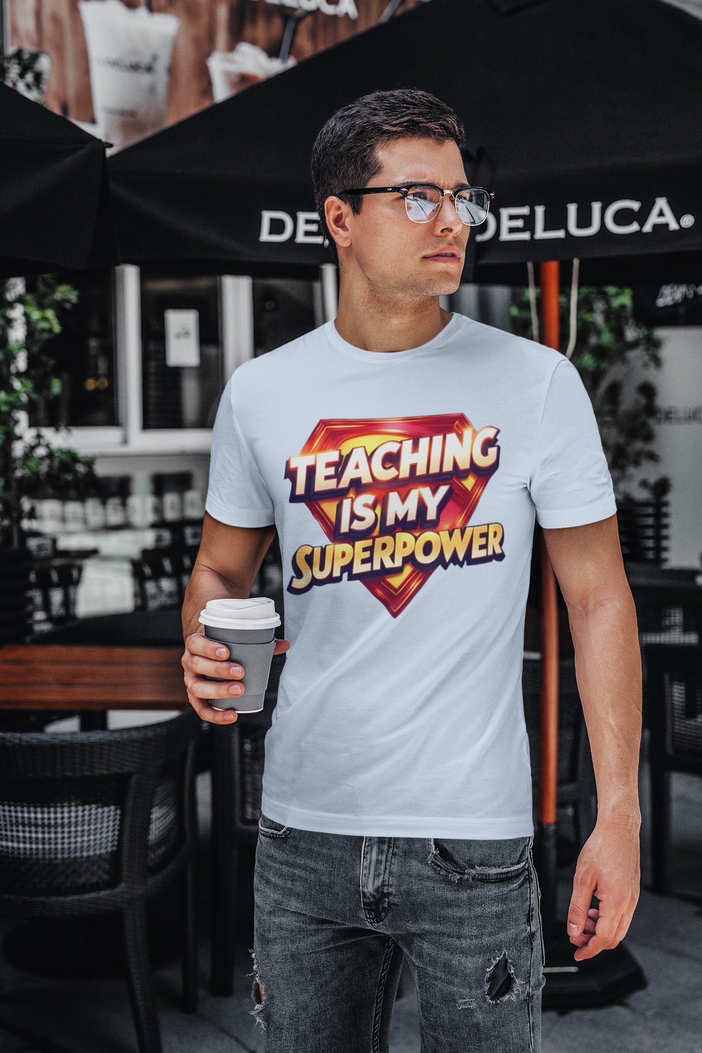 Prominent Educator Men Teaching is my Superpower - Teacher Tribute Tee