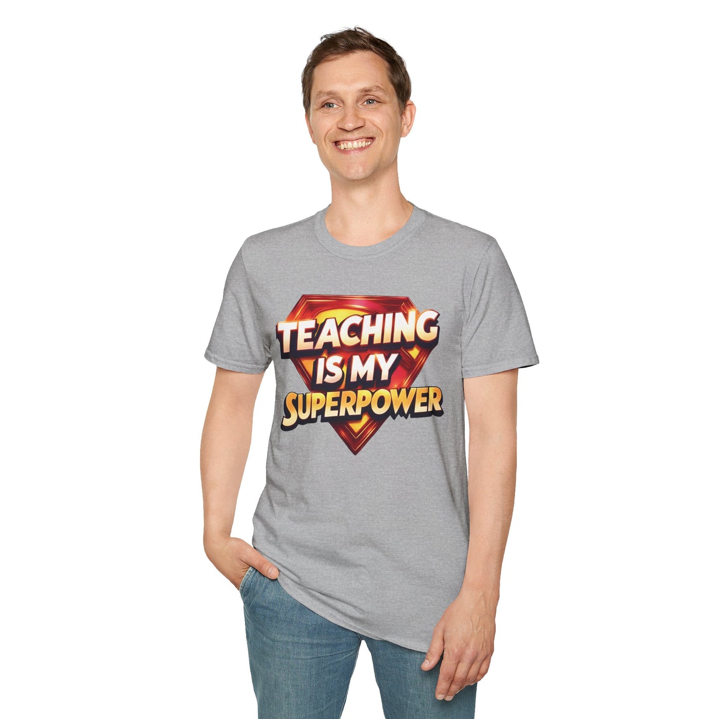 Prominent Educator Men Teaching is my Superpower - Teacher Tribute Tee
