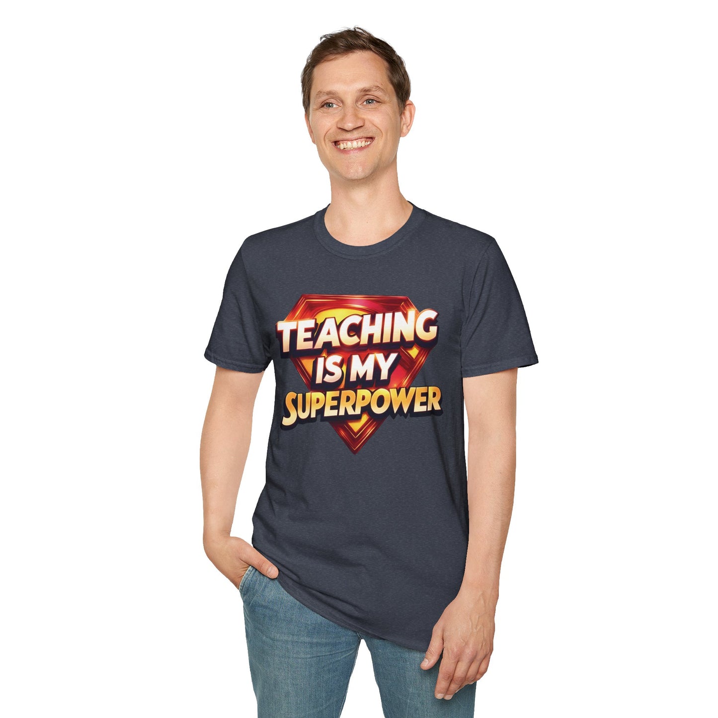 Prominent Educator Men Teaching is my Superpower - Teacher Tribute Tee