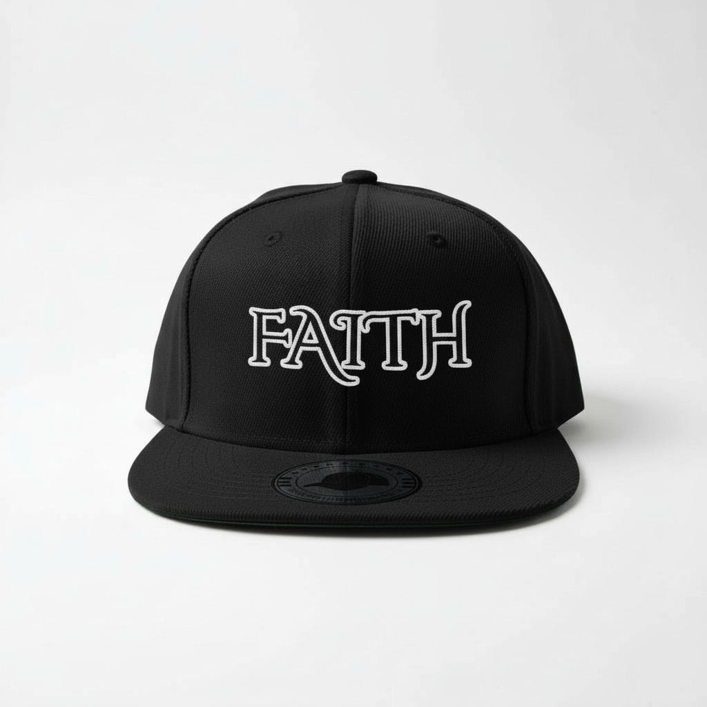 FAITH Snapback Hat - Black Prominent 3 G