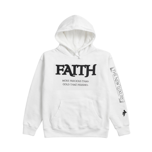 White FAITH Hoodie “More Precious Than Gold That Perishes…“ Prominent 3 G