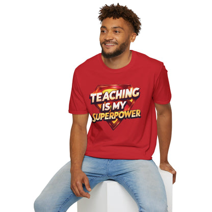 Prominent Educator Men Teaching is my Superpower - Teacher Tribute Tee
