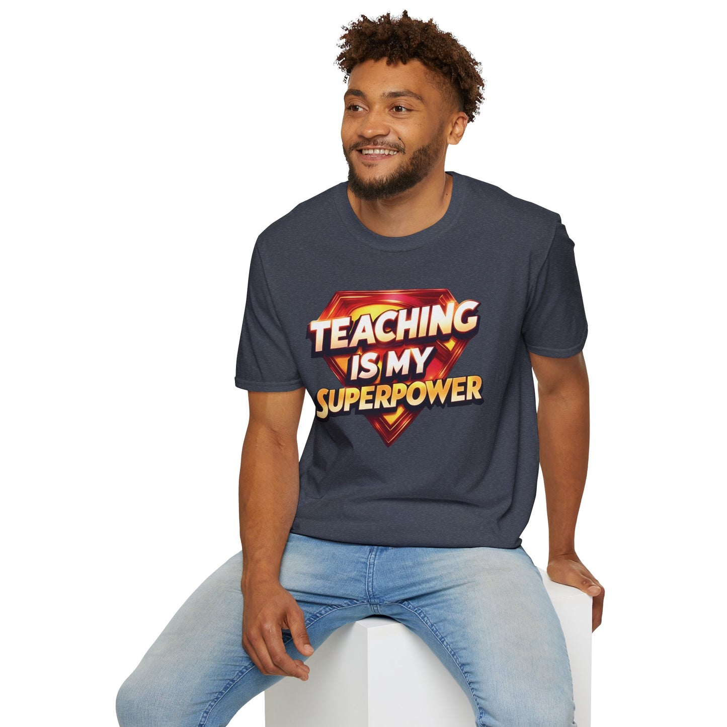 Prominent Educator Men Teaching is my Superpower - Teacher Tribute Tee