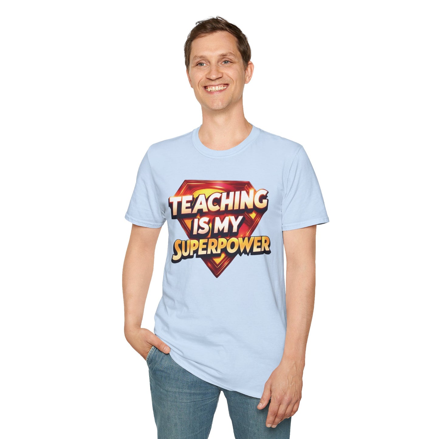 Prominent Educator Men Teaching is my Superpower - Teacher Tribute Tee