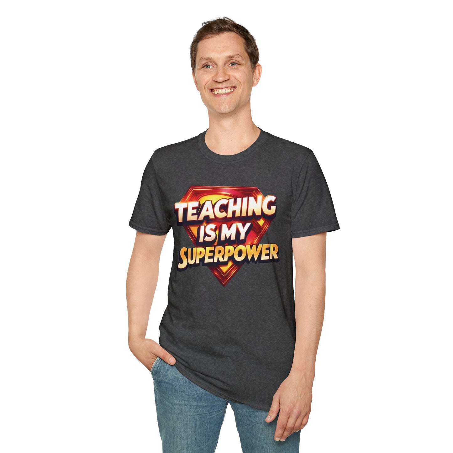 Prominent Educator Men Teaching is my Superpower - Teacher Tribute Tee