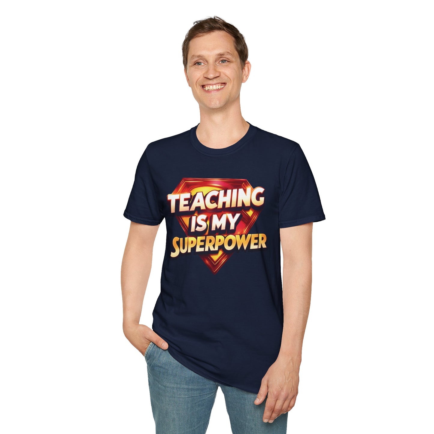 Prominent Educator Men Teaching is my Superpower - Teacher Tribute Tee