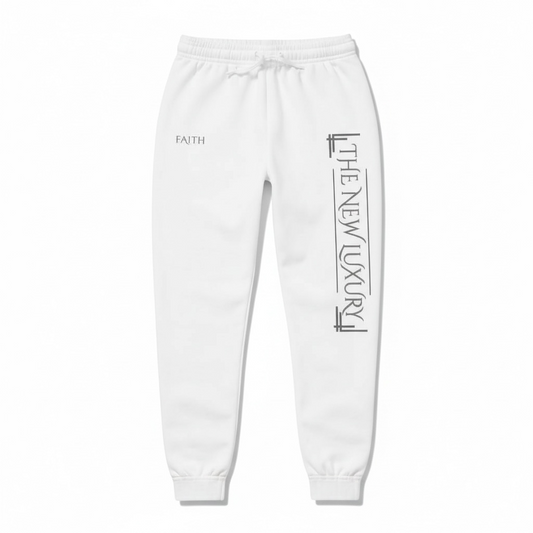 White FAITH “The New Luxury” Sweatpants Prominent 3 G