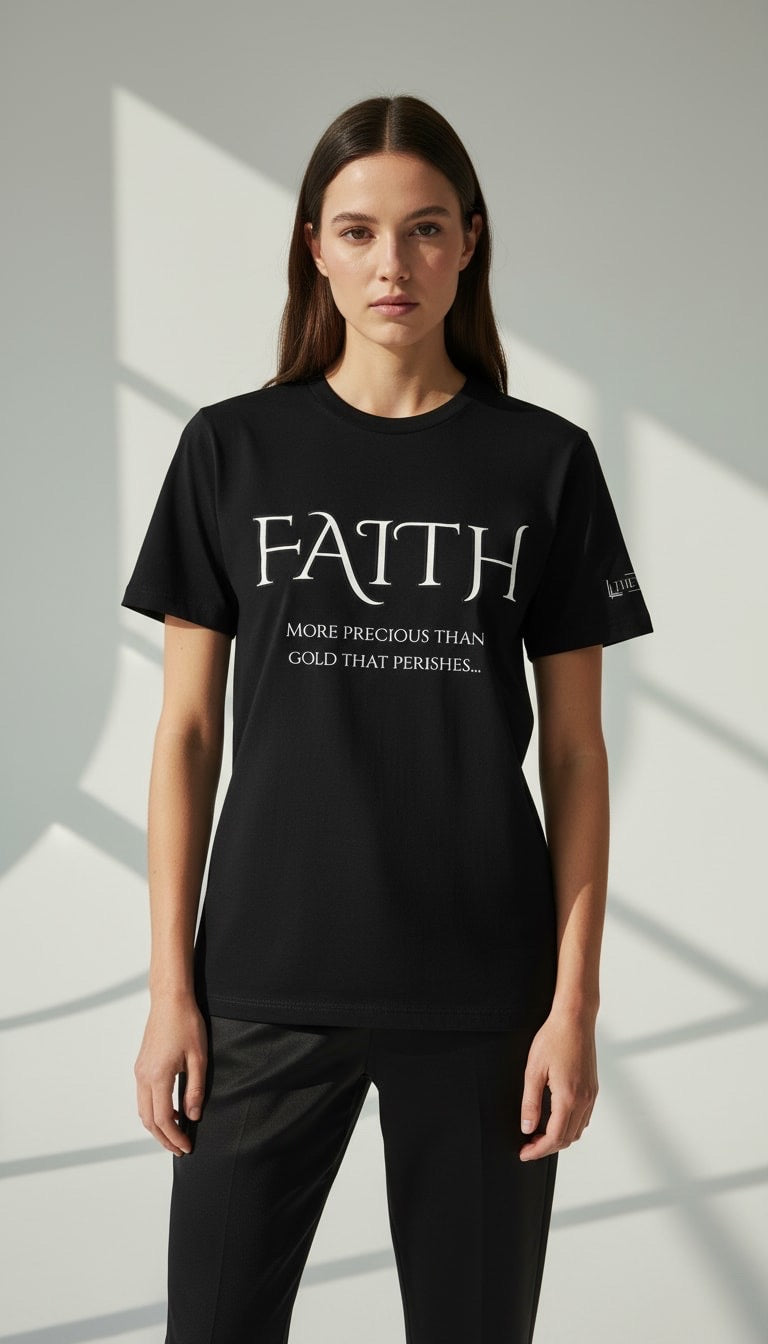 Black FAITH Tee  “More Precious Than Gold That Perishes…” Prominent 3 G