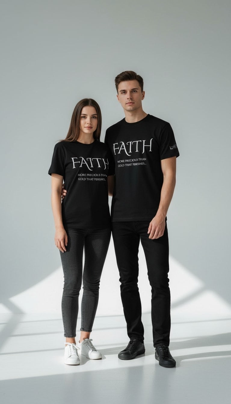 Black FAITH Tee  “More Precious Than Gold That Perishes…” Prominent 3 G