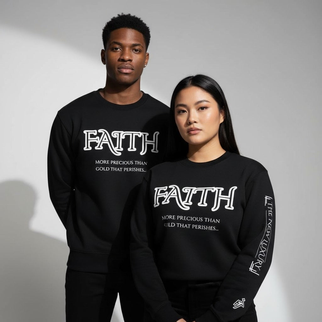 Black FAITH Sweatshirt “More Precious Than Gold That Perishes…” Prominent 3 G