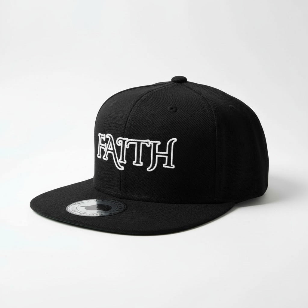 FAITH Snapback Hat - Black Prominent 3 G