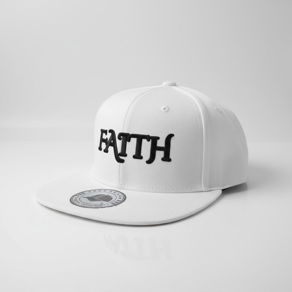 FAITH Snapback Hat - White Prominent 3 G