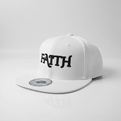 FAITH Snapback Hat - White Prominent 3 G
