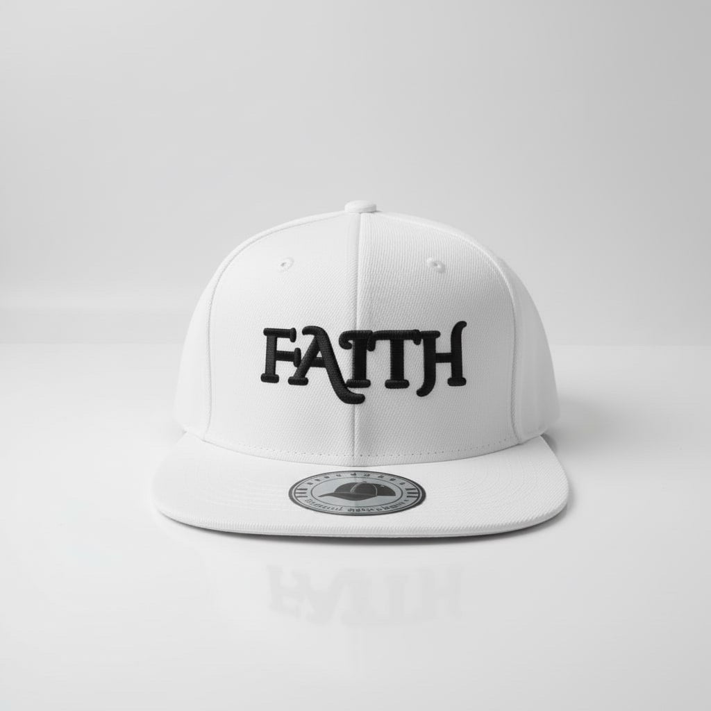 FAITH Snapback Hat - White Prominent 3 G