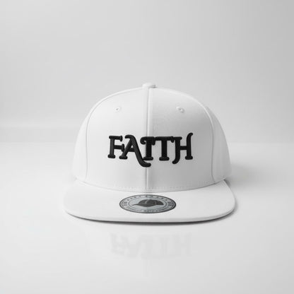 FAITH Snapback Hat - White Prominent 3 G