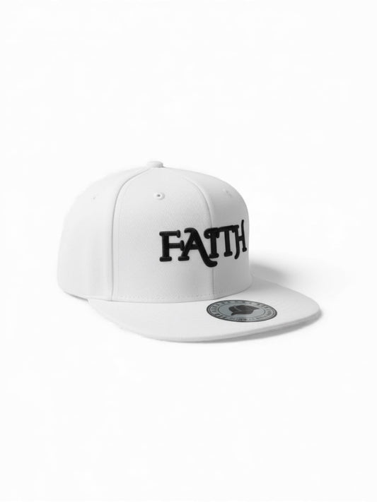 FAITH Snapback Hat - White Prominent 3 G